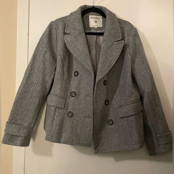 Grey Allegra K Women’s Double Breasted Pea Coat Size XL- never worn! - Picture 5 of 9